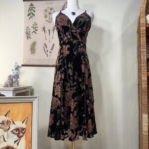 Eri Ali Anthropologie Floral Velvet Burnout Dress Romantic Goth Fairy Party 4